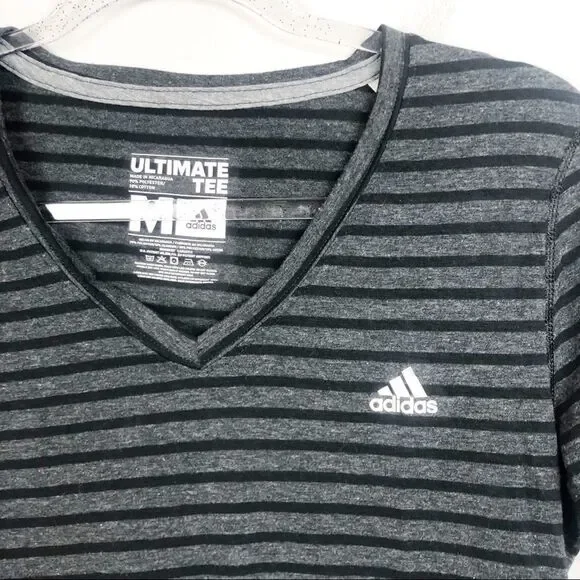 ADIDAS | Climalite Striped V-Neck Short Sleeve Tee - Picture 2 of 7